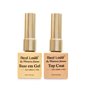 Kit Top Coat + Base em Gel 10ml Sem HEMA e Sem TPO- Real Love em Oferta na Shopee