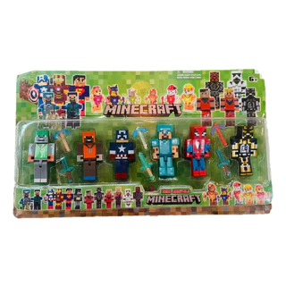 Boneco Minecraft Jogo Infantil Skin Dos Heróis Vingadores 12 Peças 8 cm