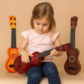 Violão Brinquedo Educativo Acústico Cavaquinho Ukulele infantil Criança Cordas de Nylon Ajustaveis
