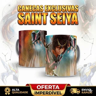 Caneca Saint Seiya Cavaleiros do Zodíaco - Seiya Arte 3D - Porcelana 325ml - Presente Anime Geek