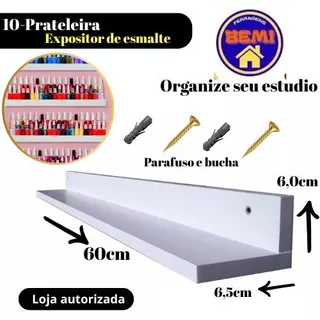 Kit 10 Prateleiras Mdf Expositor Esmaltes Tintas Tempero 60 cm de comprimento em Oferta na Shopee