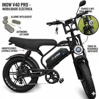 INOW V40 PRO - 1000W | 60km Autonomia | Freio Hidráulico | NFC | Alarme Inteligente