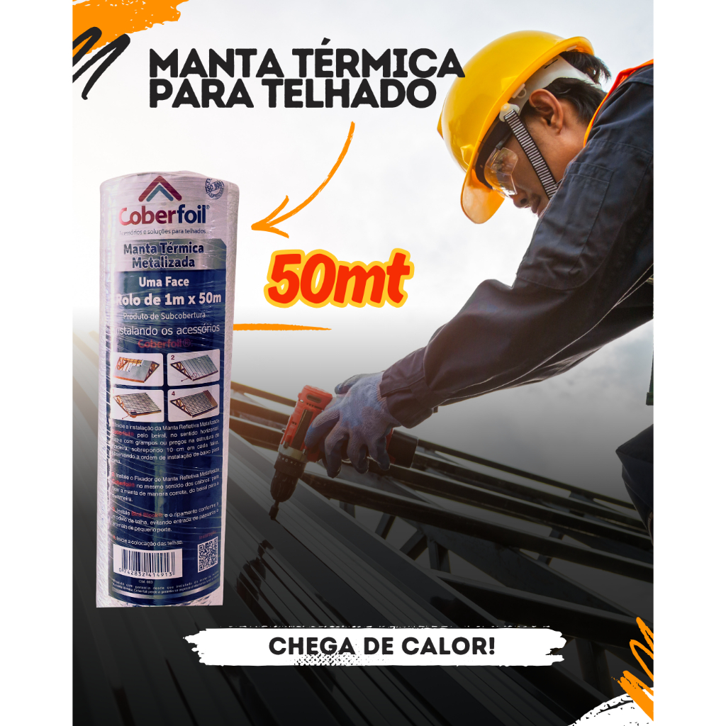 Manta Termica Para Telhado 50 Metros 1 Face Subcobertura Reduz ...