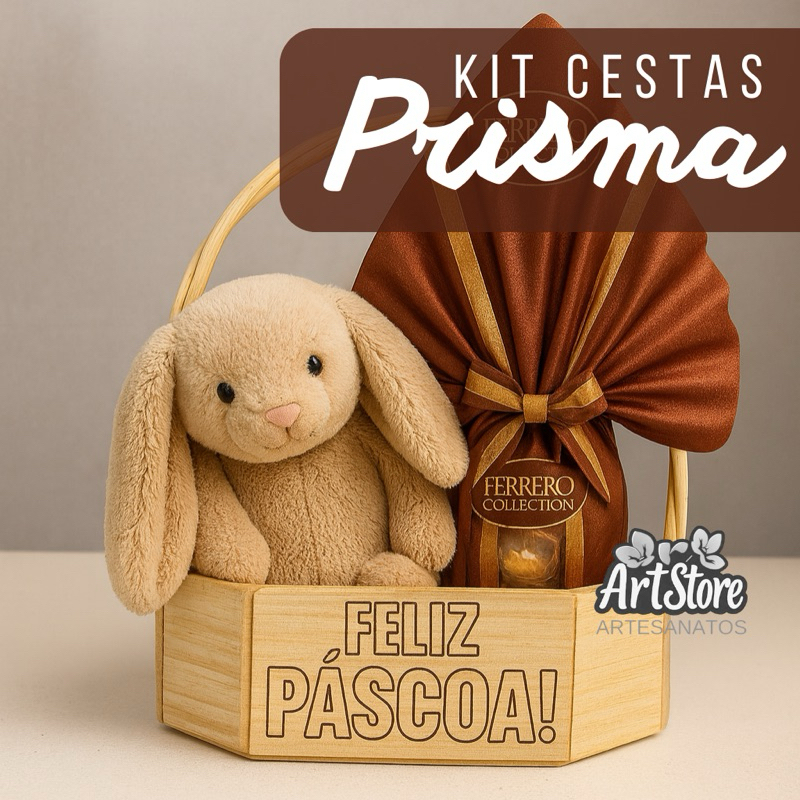 kit 5 Cestas Prisma Personalizadas para Presentes de Páscoa/Natal/Mãe/Pai em Oferta na Shopee