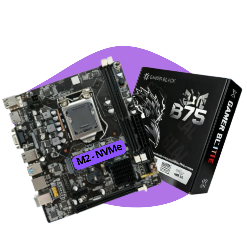 Placa Mãe Gamer Lga 1155 B75 Ddr3 M2 Nvme I3,i5,i7 Coretech Preto