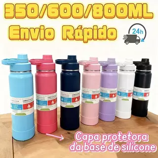 Garrafa Térmica FOSCA 350/600/800 ML com bota De Silicone Protetora garrafa infantil para Cafe Bebidas geladas NATAL