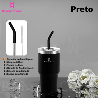ROMANTIC CROWN Copo Térmico Portátil 1200ml/600ml com Tampa e Canudo Garrafa Térmica Inoxidável À prova de vazamentos — foto 7 — Achou Levou Brasil
