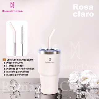 ROMANTIC CROWN Copo Térmico Portátil 1200ml/600ml com Tampa e Canudo Garrafa Térmica Inoxidável À prova de vazamentos — foto 6 — Achou Levou Brasil