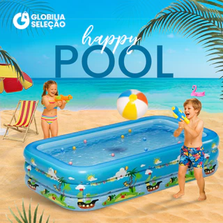 💗Piscina Inflável Retangular Infantil 3 Anéis 460 Litros 180cm x 130cm x 56cm em Oferta na Shopee
