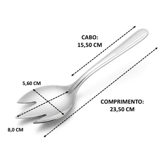 Kit 2 garfos colher para salada 23 cm em aço inox servir e temperar
