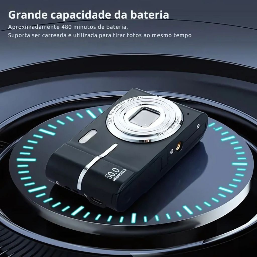 📸 Câmera Digital Compacta 50MP | Zoom 16X | Preta - Perfeita para ...
