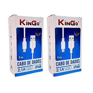 Cabo para iPhone Lightning Turbo 2,1A - Kit 2 Unidades - Carga Rápida - 1,0m Branco KinGo