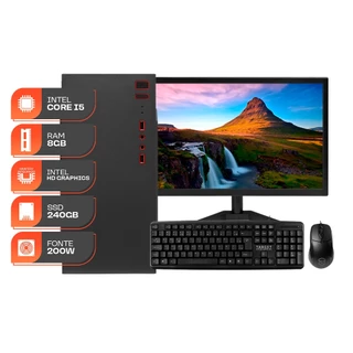 Computador Home Essential S, Intel Core i5, 8GB DE RAM, SSD 240GB, Completo com Monitor e Periféricos + Adaptador WI-FI em Oferta na Shopee