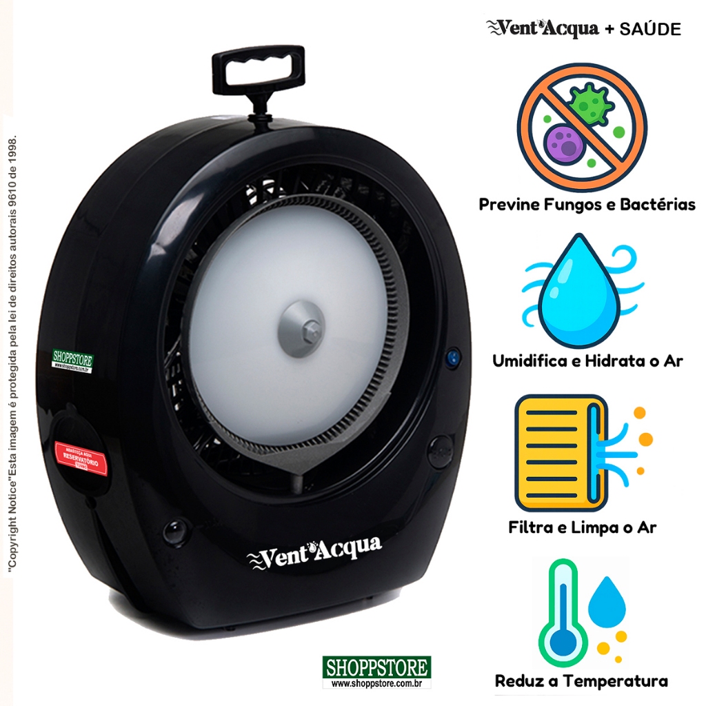 Ventilador c/ Água Climatizador Umidificador Portátil p/20m2