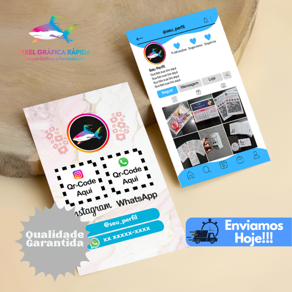 Cartão de Visita Estilo Feed Instagram com qr-code - Frente e Verso - Arte Gratuita - Envio HOJE!!!