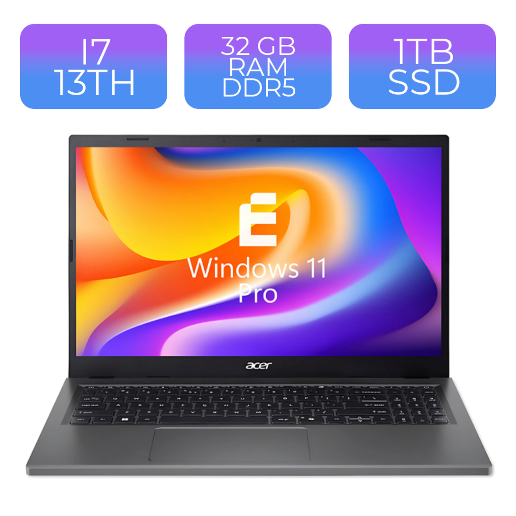 Notebook Acer Intel Core i7 13th 16gb SSD 1TB Ddr5 15,6” WINDOWS