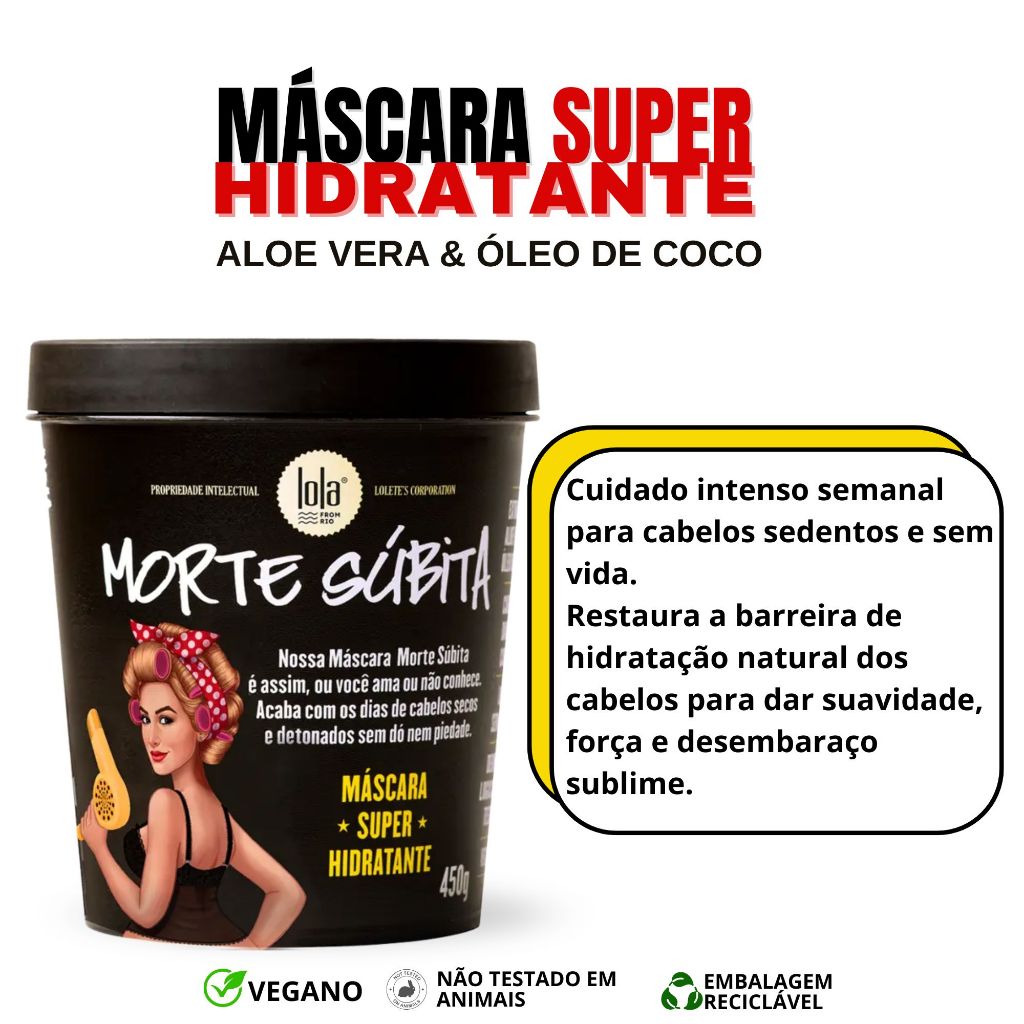 Morte Súbita Lola Máscara Super Hidratante 450g | Vegana | Hidratação | Nutrição