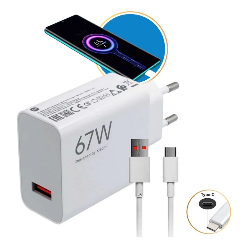 Carregador Turbo Tipo C 67W Xiaomi Original | Shopee Brasil