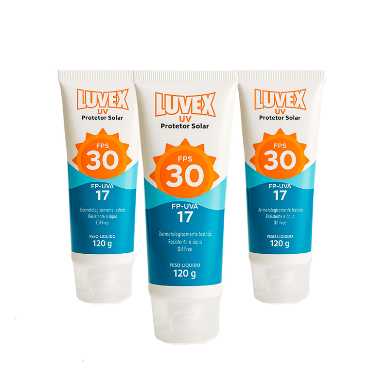 Protetor Solar Fator 30 Uva Uvb 120g (Kit c/3) Luvex | Shopee Brasil