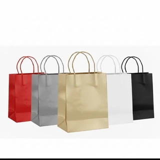 30 Sacolas De Papel Kraft T/22x16 Na Cor Preto Vermelho Branco Cinza E Pardo/kraft Ideal Para Presentes Brindes Lojas...