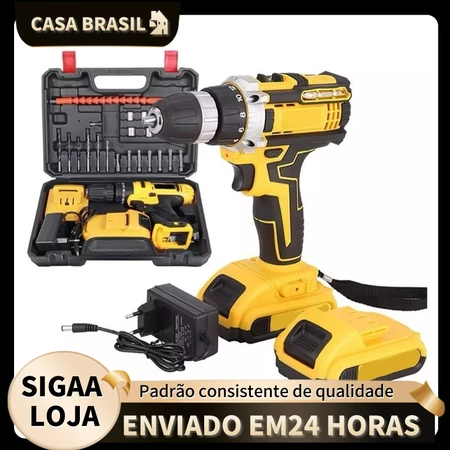 Parafusadeira Furadeira 48V2 Baterias Com Maleta e Acessorios Completo