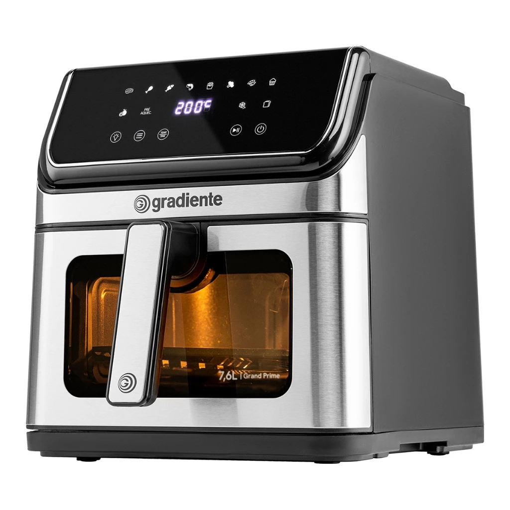 Fritadeira Eletrica Sem Óleo Airfryer 7.6 Litros Grand Prime Gradiente Cesto Removível Inox C Timer