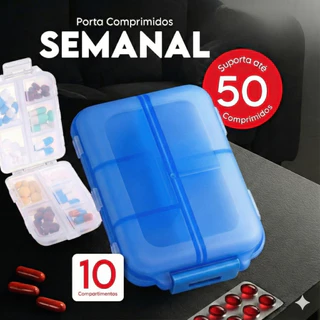 Porta Organizador Comprimido Vitamina Remédio Estojo Semanal Portátil 10 Compartimentos em Oferta na Shopee
