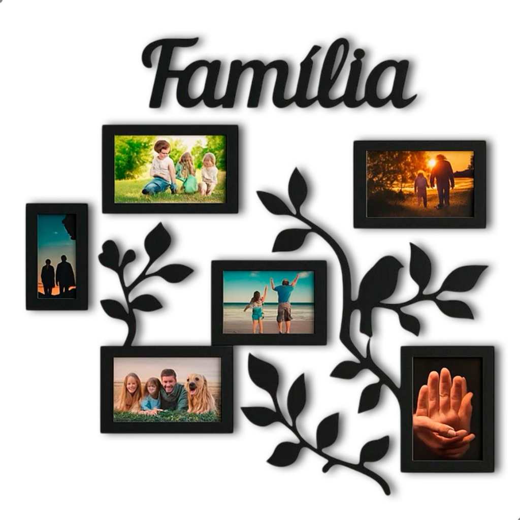 Foto de Painel Porta-Retrato MDF de Parede "Família" ou "Minha Família" para Decoração Sala Quarto