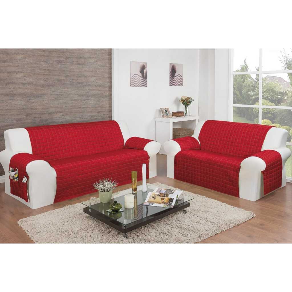 Kit Capa Protetora de Sofás de 2 e 3 Lugares com Bolso Lateral | Shopee ...