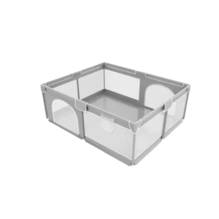 Cercadinho Chiqueirinho Infantil Grande Cercado Bebê Cinza Portátil Com Tela 180x150