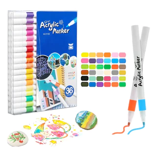 Kit de Canetas Marcadoras Acrílicas Foscas Ponta Fina Impressão 3D Base D'Água DIY 36 Unidades