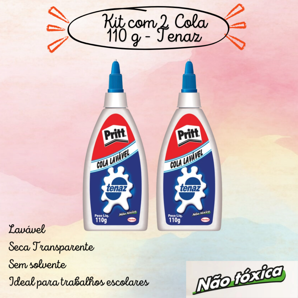 Kit com 2 Cola Pritt 110 g Líquida ou unitária - Tenaz | Shopee Brasil