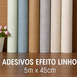 Papel de Parede Adesivo Efeito Linho 5 metros x 45 centímetros Autocolante Para Parede Móveis Lavabo