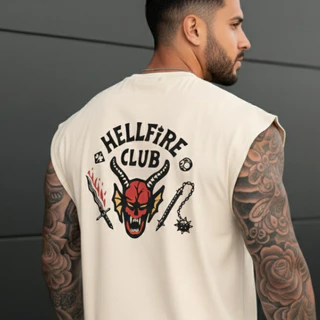 Regata Feminina Masculina 100% Algodão Verão Personalizada Estampa Stranger Things Hellfire Club