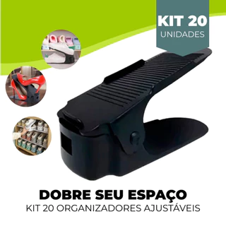 Kit 20 Organizador de Sapatos Tênis Com Regulagem De Altura Preto em Oferta na Shopee