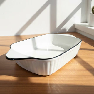 Forma de Cerâmica Retangular Com Alça 770ml Travessa Assadeira Para Forno e Mesa Posta 14,5 x 26,5cm