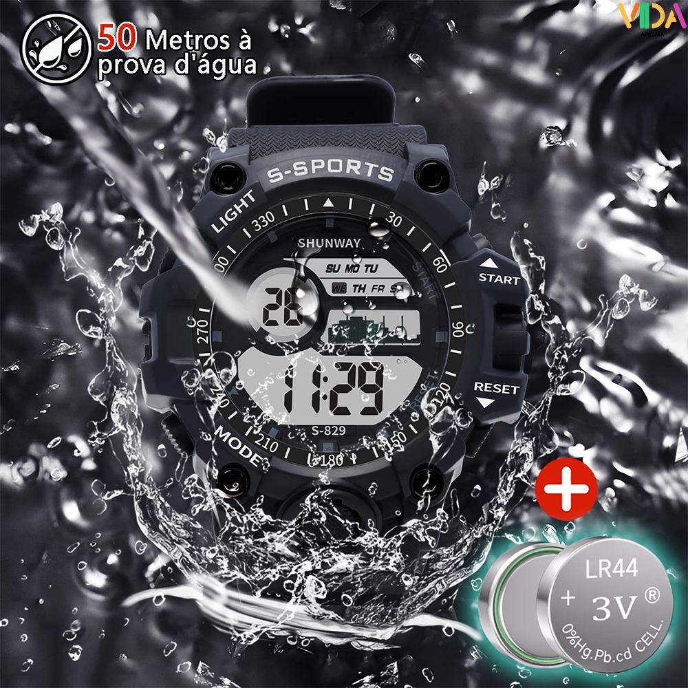 Relógio A Prova D'água Esportivo Masculino Digital Original Bateria ...