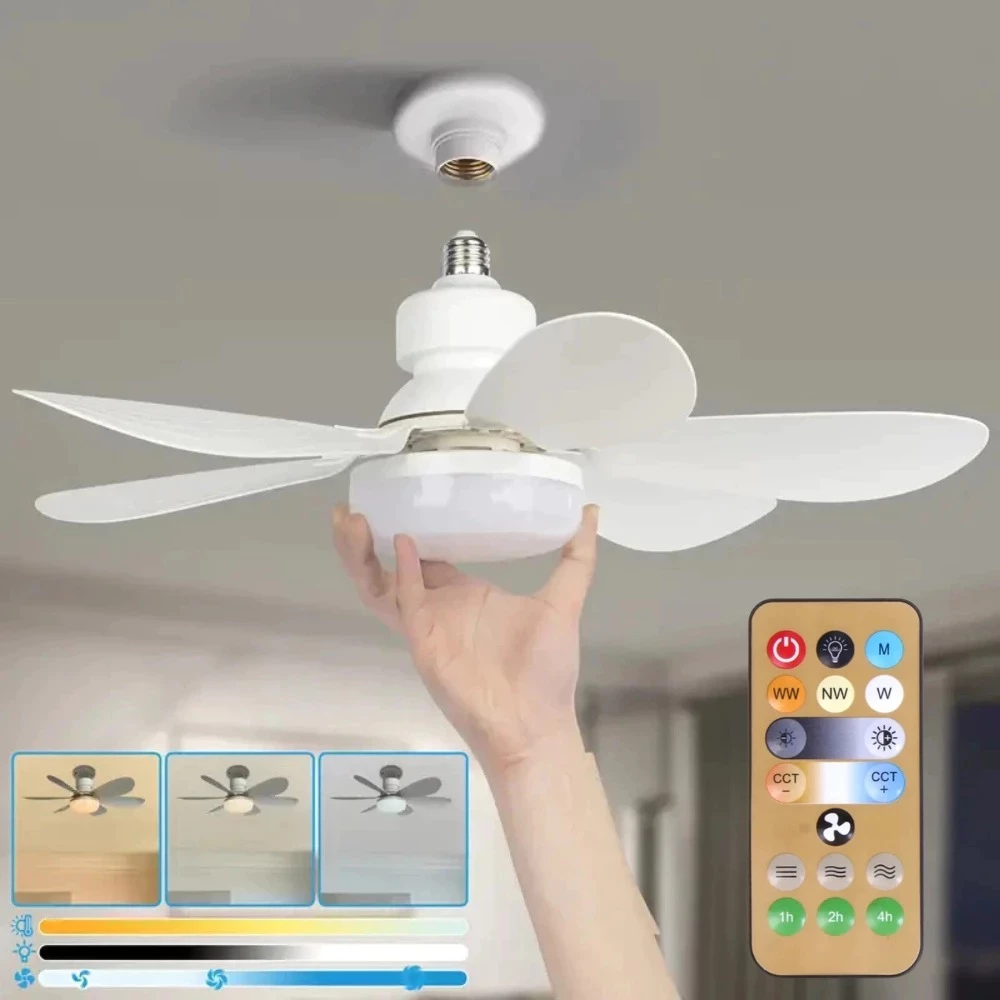 Ventilador de teto Com Luz para Pequenos Espaços (6 Hélices) Controle Remoto Bivolt LED 110V 220V