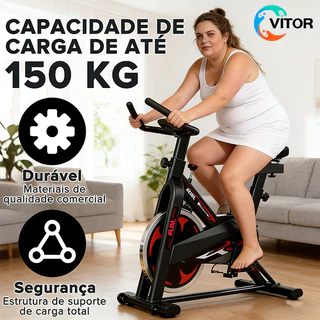 Bike de Spinning 150Kg VITOR - A Mais Buscada! Inércia 10Kg, Totalmente Segura e Estável para Home Gym em Oferta na Shopee