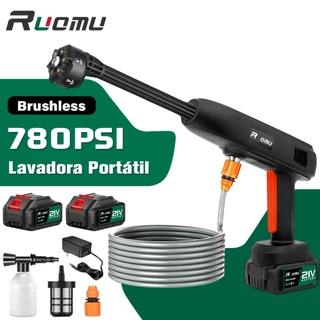 Lavadora Alta Pressão Portátil Sem Fio Profissional Lava Jato Brushless 21V 2 Bateria