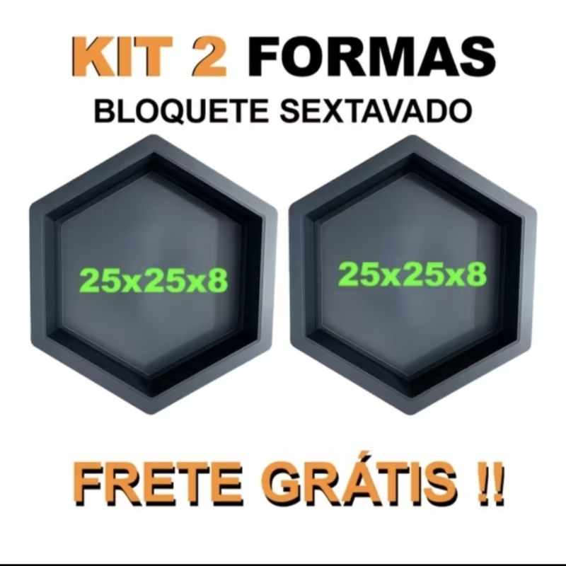 2 Formas Piso Bloquete Premium Bloco Sextavado Plastico Liso Grande ...