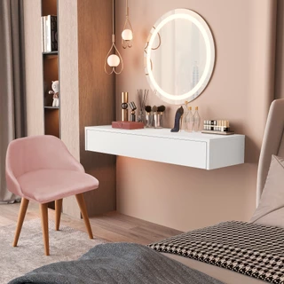 Penteadeira Suspensa 100cm Com Gaveta Ideal Para Maquiagem Organização Com Banqueta Moderna Estofada em Oferta na Shopee