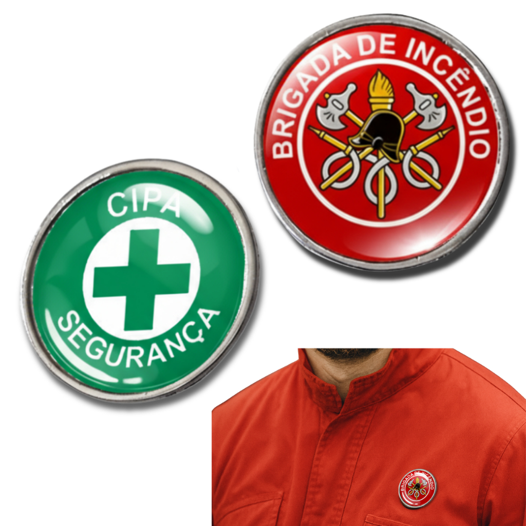 Pin Botton Cipa Segurança Broche Brigada de Incêndio Bombeiro Metal ...