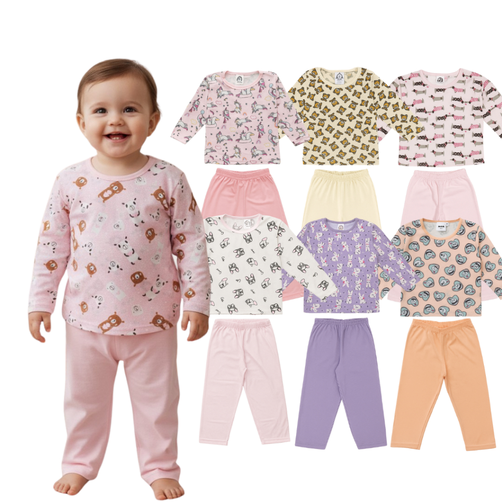 Kit Pijama Infantil Bebe ao Juvenil Menina Comprido Inverno Poliéster Estampado em Oferta na Shopee