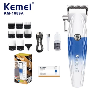 KM-1689A Máquina de Cortar Cabelo 10W 8800RPM 110v/220v Bivolt 2500mAh Kemei Alavanca Catraca PRO