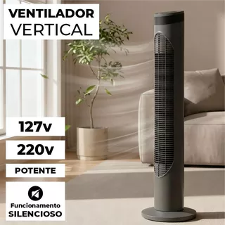 Circulador de Ar Ventilador de Torre Coluna Silencioso Econômico Potente Verão Calor 3 Velocidades de Chão