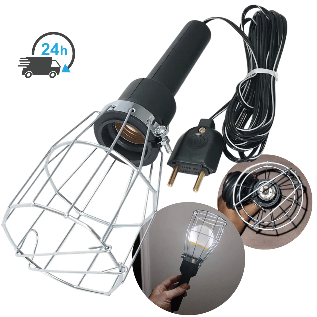 Pendente Para Mecânico Com Gaiola Extensao 5M Para Lampada Com Bico ...