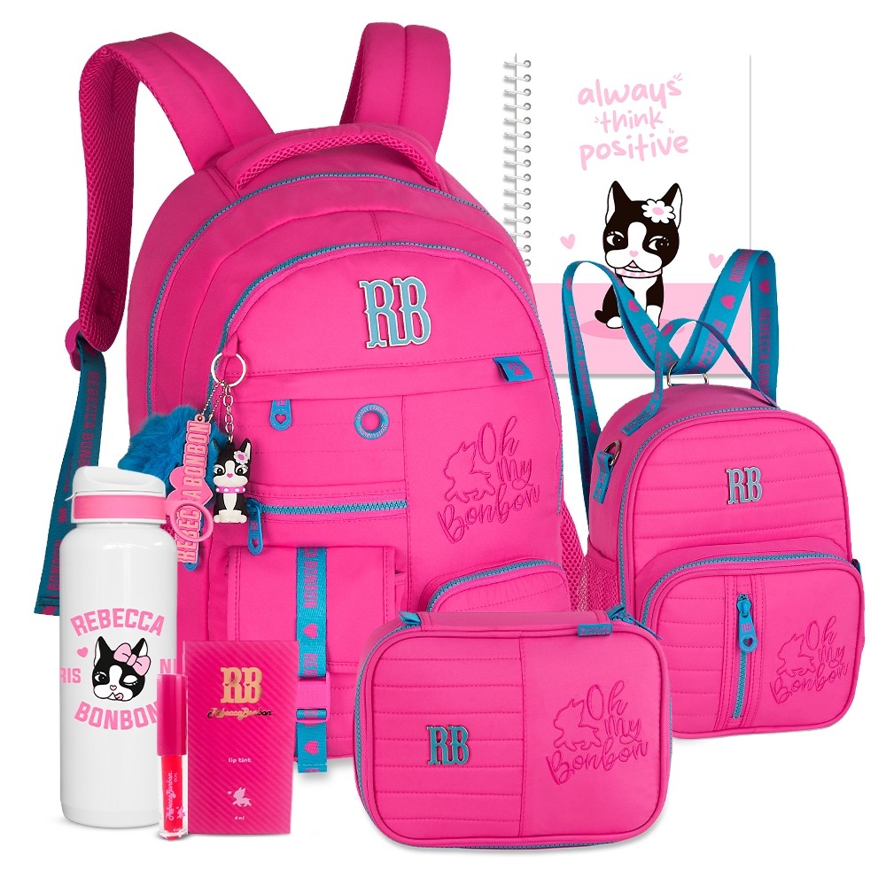 Kit Mochila Rebecca Bonbon - Lancheira Térmica + Estojo + Box Escolar Nova Coleção Exclusiva Juvenil - 9