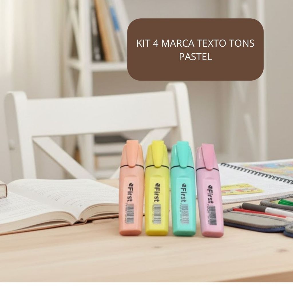 Marca Texto Tons Pasteis 4 Cores Colors Trend Marker Livros Cadernos ...