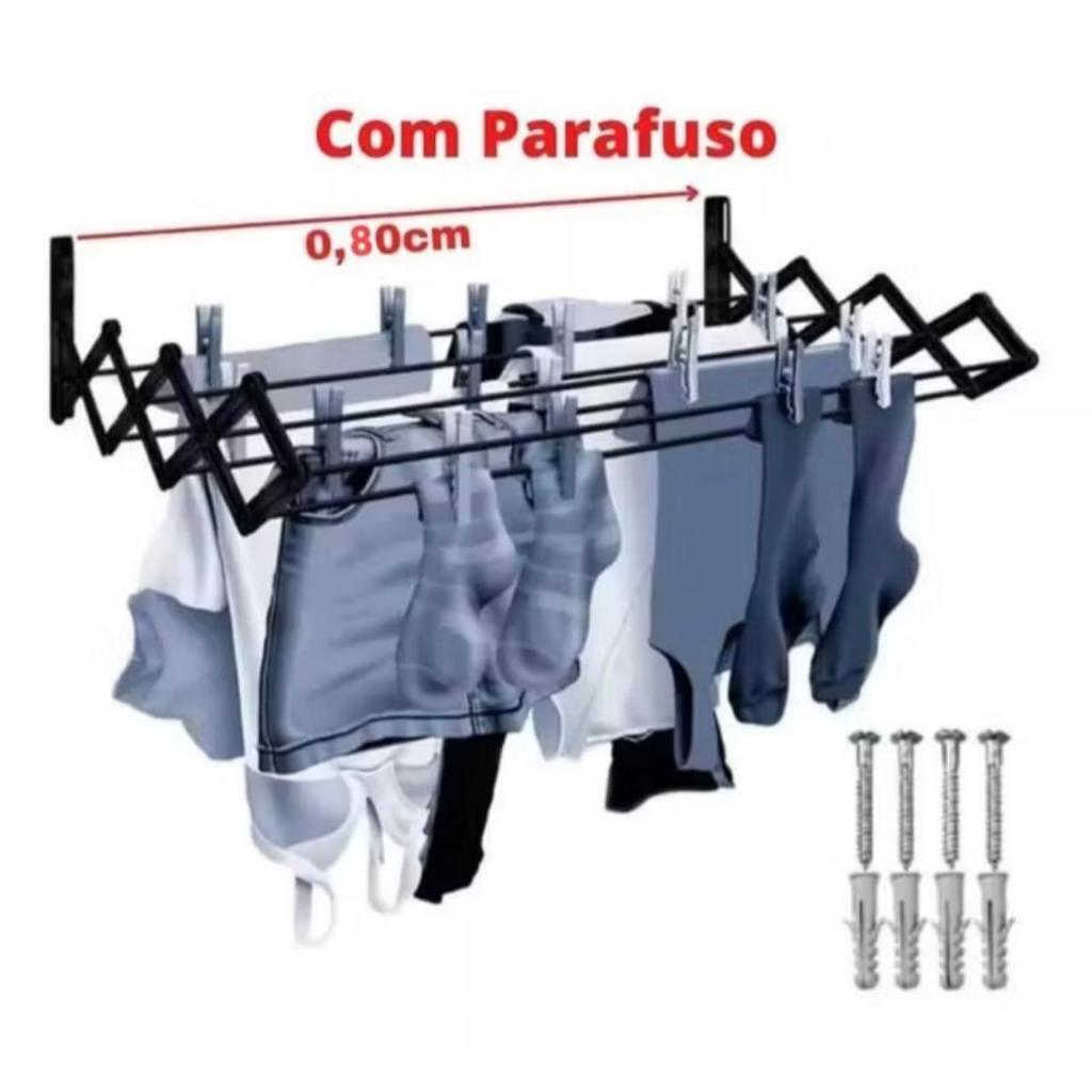 Varal De Roupa Retrátil Para Parede Apartamento Casa Sanfonado Não ...